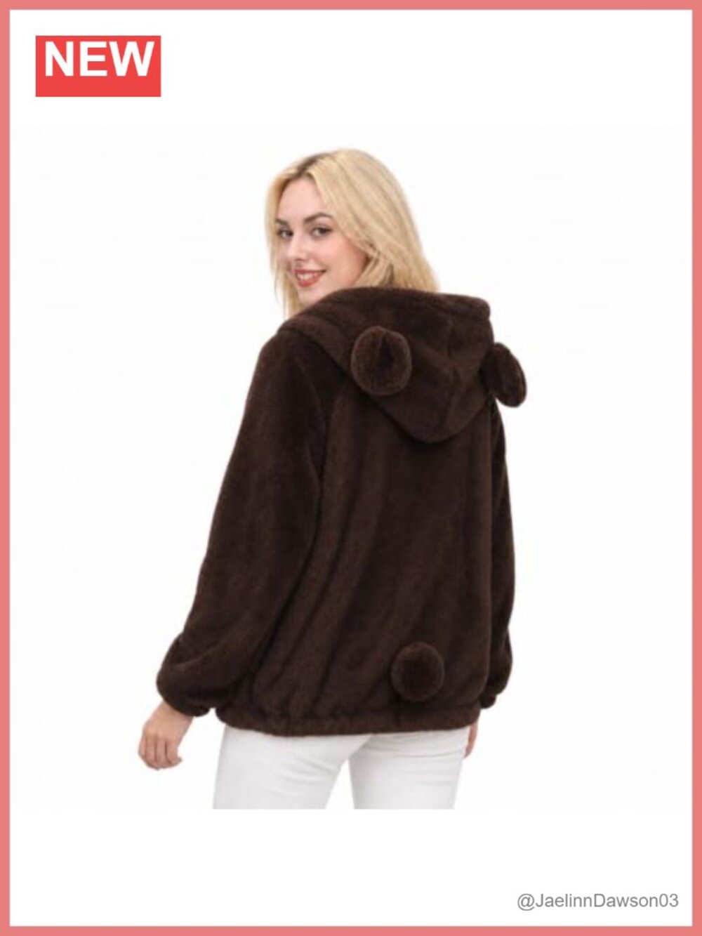 Fluffy Plush Animal Tail Hoodie Winter Warm Sweatshirt Sweater for Women